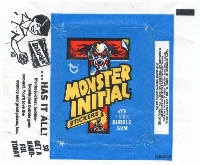 Monster Initial Stickers 1973 Topps Vintage Bubble Gum Trading Card Wr —
